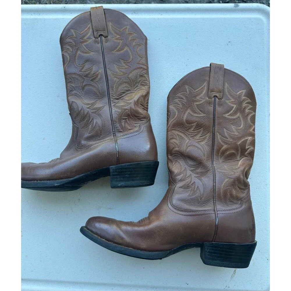 Ariat Men's Heritage Traditional R Toe Distressed Brown Western Cowboy Boot 8.5